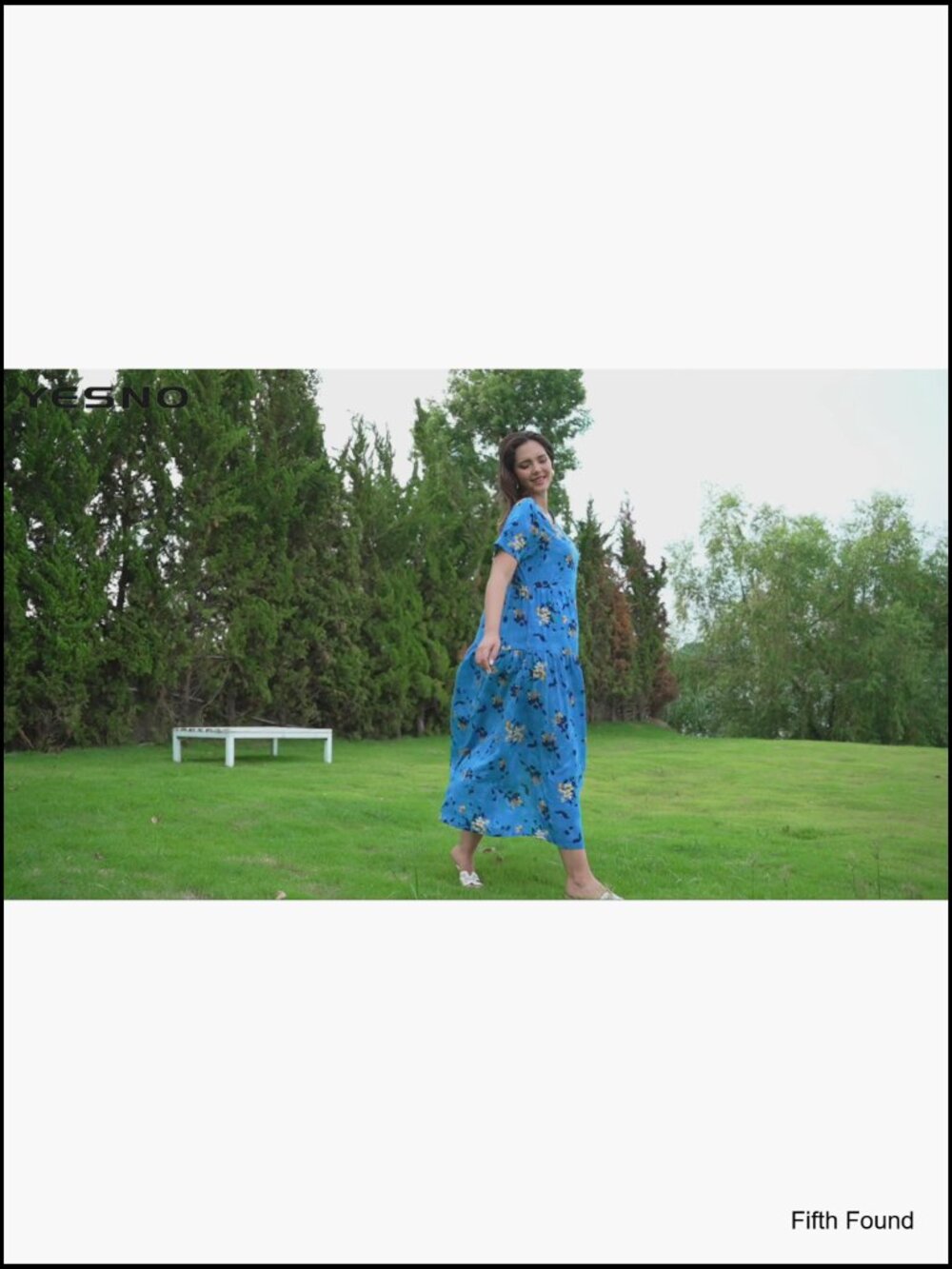 Women's Bohemian Floral Maxi Dress with Pockets Swing Beach Dress - Picture 7 of 7